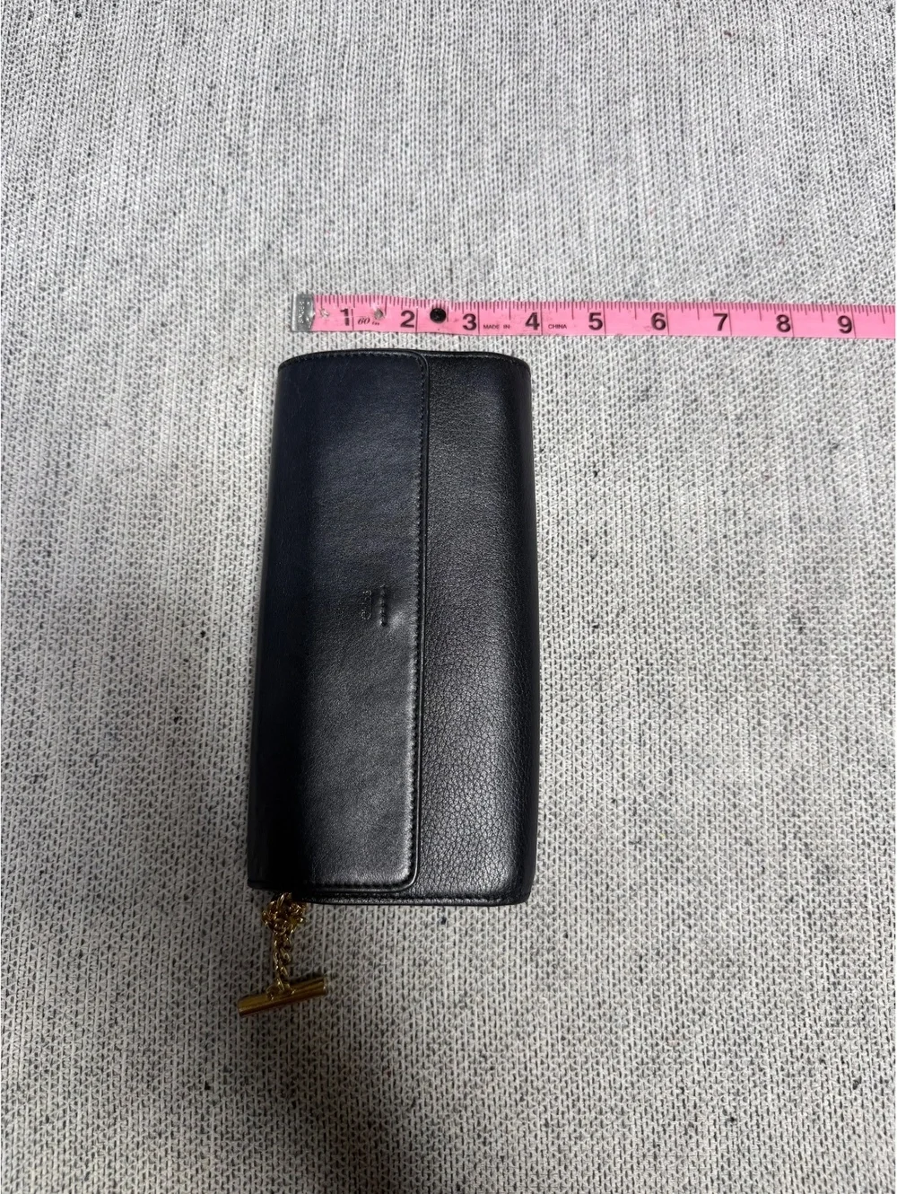 Chloe Black Leather Wallet with Gold Chain Detail